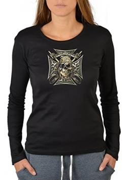 Tini - Shirts Piraten Motiv Langarmshirt Damen, Pirat Kreuz Totenkopf Karibik: Loyal to None - Motiv Longsleeve Piraten Gr: XL von Tini - Shirts