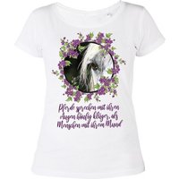 Tini - Shirts Print-Shirt Pferde Damen T-Shirt hochwertiges Damenshirt aus wechem Baumwollstoff, Motiv: Pferdeauge von Tini - Shirts