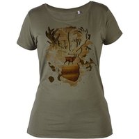 Tini - Shirts T-Shirt Jäger / Jagd / Hirsch Damenshirt hochwertiges Damenshirt aus weichem Baumwollstoff, Motiv: Hirsch von Tini - Shirts