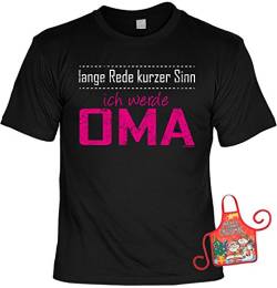 Werdende Oma Set - lustiges Sprüche T-Shirt + Minischürze : Lange Rede kurzer Sinn - Ich werde Oma - Großmutter-Shirt + witziger Scherzartikel Flaschenschürze Gr: 3XL von Tini - Shirts