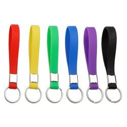 6er-Pack Handgelenk-Schlüsselband, Schlüsselanhänger aus Silikon, Handgelenkband-Schlüsselanhänger, Silikonarmband-Schlüsselanhänger, 6 Farben, Geeignet zum Aufhängen an Rucksäcken, Handtaschen von Tinkber