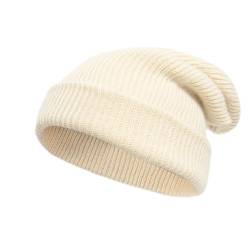 Tinncana 100% Merinowolle Doppelseitige Beanie für Männer und Frauen, Ultradicke weiche warme Winter-Schädel-Mützen (Weiß) von Tinncana