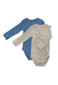 Tiny One Baby Body Langarm im 2er Set | Unisex | Basic | Bio Baumwolle | GOTS | 0-18 Monate (Blau/Sand, 80) von Tiny One