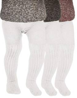 Tiny One Strumpfhose Baby-Mädchen 62/68 Kinder | Allergenfrei, Hergestellt aus Weichster Bio Baumwolle | Set 3x Elastische Babystrumpfhosen mit Rutschfest Bund | Langlebige & Bequem Tights, Weiß von Tiny One