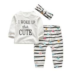 Tinykeke Baby Mädchen Kleidung Kleinkind Outfits Langarm T-shirt Tops + Blumen Hosen + Stirnband 3 tlg Babykleidung Set (18-24 Monate) von Tinykeke