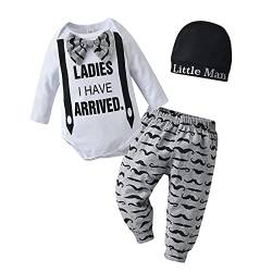 Tinykeke Neugeborenes Baby Jungen Kleidung Langarm Strampler Ladies I Have Arrived Tops + Hut + Bartmuster Hose 3 tlg Babykleidung Set (3-6 Monate) von Tinykeke