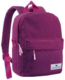 Tinyloaders Kinderrucksack Kord Cord Unisex Kinder Rucksack Backpack Freizeitrucksack Daypack Freizeit Jungen Mädchen Boy Girl Kindergarten Schule, Berry von Tinyloaders