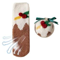 Weihnachtliche Fuzzy-Socken - Lässige dicke Socken mit Weihnachtsthema | Gemütliche Socken für Frauen, Teenager-Mädchen, zum Schlafen im Innenbereich, Wintersocken für Weihnachtsgeschenke Tioheam von Tioheam