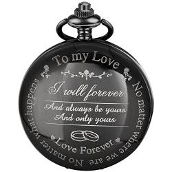 Gravierte Taschenuhr für Liebhaber I Love You Till The End of Time, für Freund Freundin Liebhaber Ehemann Geschenk Geburtstagsgeschenk von Tiong