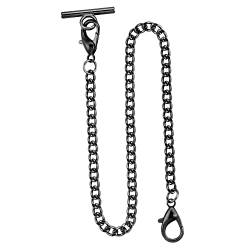 Taschenuhr, 35,6 cm, Kette mit gedrehtem dickem T-Stab und Karabinerverschluss, Gliederweste für Ihre Taschenuhr, WP104-schwarz von Tiong