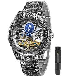 Tiong Luxus Herren Automatische Armbanduhr wasserdichte Skeleton Herren Mechanische Uhr Vintage Herrenuhren Mit Leuchtzeigern von Tiong