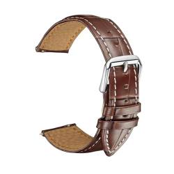 Tiong Männer Ersatz Armband Leder Uhrenarmband, Edelstahl Schnalle Knopf, Atmungsaktives und langlebiges Lederarmband-22MM- Braun von Tiong