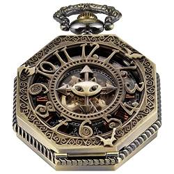 Tiong Mechanische Taschenuhr für Herren, Schwarz + Braun + Silberfarben, Fob-Kette, römische Digitale Steampunk-Taschenuhr für Herren, Mpw133-uk… von Tiong
