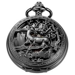 Tiong Mechanisches Uhrwerk für Herren, römisches digitales Zifferblatt, Taschenuhr, Einzelöffnung und doppelte Öffnung, mechanisches Uhrwerk, PWM10, modisch von Tiong