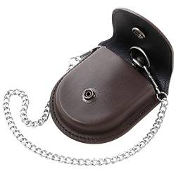 Vintage Taschenuhren Gürteltasche Lederhalter Taschenuhr Aufbewahrung Fall Schutz Halter mit Kette für Männer Geschenke, 04-Braun von Tiong
