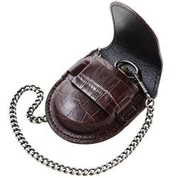 Vintage Taschenuhren Hüfttasche Leder Halter Taschenuhr Aufbewahrungskoffer Schutzhülle Halter mit Kette für Männer Geschenke, braun, Vintage von Tiong