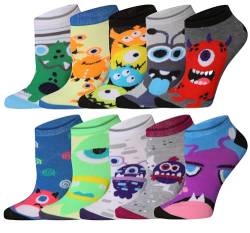 Tipi Toe Damen-Socken, 10 Paar, verrückt, einzigartig, bunt, lustig, gemustert, niedrig geschnitten/keine Show, Liebenswerte kleine Monster, Medium von Tipi Toe