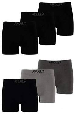 6 Apollo Boxershorts,Pants,Retroshorts,Seamless, Nahtlos und Körperbetonend, Unterwäsche für Herren mit Anti-Loch-GARANTIE (4 x Schwarz 1 x Anthrazit 1 x Grau, M) von TippTexx 24