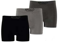 9 Stück Apollo Boxershorts,Pants,Retroshorts,Seamless, Nahtlos und Körperbetonend, Unterwäsche für Herren mit Anti-Loch-GARANTIE (Schwarz Anthrazit Grau, XL = 7) von TippTexx 24