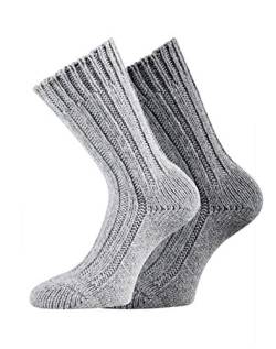 TippTexx 24 2 Paar superweiche Alpaka-Socken, Wollsocken für Damen und Herren mit zusätzlicher Garantie, Nie wieder kalte Füße (Grau-Grau, 43/46) von TippTexx 24