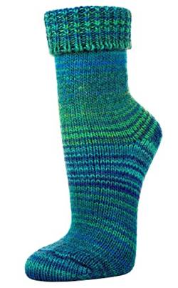 TippTexx 24 2 Paar wunderschöne, warme, kuschelige Socken mit Wolle im Skandinavien-Style mit Umschlag mit zusätzlicher Garantie (Petrol, 35-38) von TippTexx 24