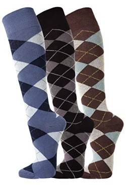 TippTexx 24 3/6 Paar unisex Reiter Socken, Reitstrümpfe in Karo Mustern plus Anti-Loch-Garantie (DE/NL/SE/PL, Numerisch, 35, 38, Regular, Regular, Jeans/Anthrazit/Ozean - 6 Paar) von TippTexx 24