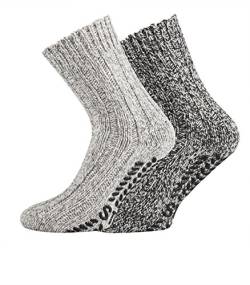 TippTexx 24 3 Paar superwarme ABS-Stopper-Norweger-Socken EIN ECHTER HAUSSCHUH-ERSATZ (Grau Töne, 43/46 EU) von TippTexx 24