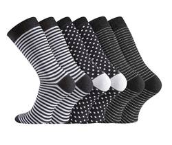 TippTexx 24 6 Paar Damensocken, Damensöckchen mit vielen modischen Motiven (Black and White, 39/42) von TippTexx 24