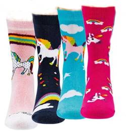 TippTexx 24 6 Paar Kinder Thermo Stoppersocken, ABS Socken für Mädchen und Jungen, Ökotex Standard, Strümpfe mit Noppensohle, viele Muster (Einhorn, 35-38) von TippTexx 24