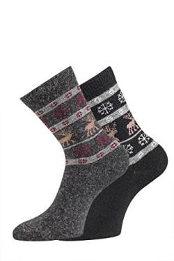 TippTexx 24 Alpakasocken, 2 Paar superweiche Socken, Skandinavien Style für Damen u Herren mit zusätzlicher Garantie (Anthrazit/Schwarz, 43/46) von TippTexx 24