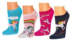 TippTexx 24 Kinder Socken, handgekettelt, 6 Paar für Mädchen/Jungen, weiche Baumwolle, viele Muster (Einhorn Sneakersocken, 5-6 Jahre) von TippTexx 24