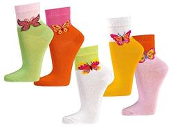 TippTexx 24 Kinder Socken, handgekettelt, 6 Paar für Mädchen/Jungen, weiche Baumwolle, viele Muster (as3, age, 3_years, 4_years, regular, Schmetterlinge) von TippTexx 24