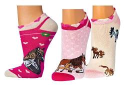 TippTexx 24 Kinder Socken, handgekettelt, 6 Paar für Mädchen/Jungen, weiche Baumwolle, viele Muster (as3, age, 7_years, 8_years, regular, Romantik Pferd Sneakersocken) von TippTexx 24