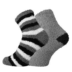 TippTexx 24 Kuschel Socken für die ganze Familie, 2 Paar (Ringel-Grau, 36/41) von TippTexx 24