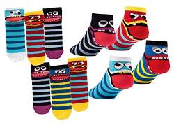TippTexx 24 Ökotex Kinder Socken, handgekettelt, 6 Paar für Mädchen/Jungen, weiche Baumwolle, viele Muster (Freche Bande Sneakersocken, 3-4 Jahre) von TippTexx 24