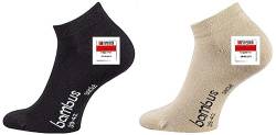 TippTexx 24 Unisex, 12 Paar Ökotex Sneakersocken Bambussocken, handgekettelte kurze Socken mit zusätzlicher Garantie (Schwarz/Beige, 39-42) von TippTexx 24