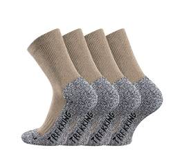 TippTexx24 Trekkingsocken, 4 Paar Trekking Socken Coolmaxsocken, Beige, 39/42 von TippTexx24