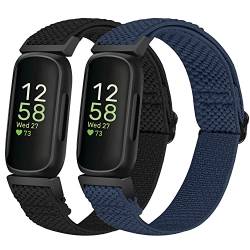 Tiptops Elastische Nylonbänder Kompatibel mit Fitbit Inspire 3/Inspire 2/Inspire/Inspire HR/Ace 3/Ace 2 Frauen Männer Kinder, Verstellbare Atmungsaktive Nylon Ersatz Solo Loop Armbänder （2 Pack） von Tiptops