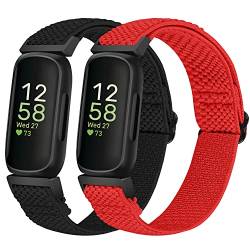 Tiptops Elastische Nylonbänder Kompatibel mit Fitbit Inspire 3/Inspire 2/Inspire/Inspire HR/Ace 3/Ace 2 Frauen Männer Kinder, Verstellbare Atmungsaktive Nylon Ersatz Solo Loop Armbänder （2 Pack） von Tiptops