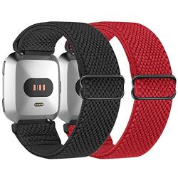 Tiptops Ersatzarmband Kompatibel mit Fitbit Versa 2 Armband/Fitbit Versa Armband für Damen/Herren, Sports Elastisches Verstellbares Nylon Uhrenarmband für Fitbit Versa/Versa 2/ Versa Lite -2Pack von Tiptops