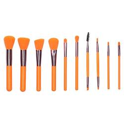 10 teiliges Tragbares Make-up Pinsel Kosmetikpinsel Set Lidschatten Rouge Pulver Pinsel Set Anfänger Kosmetikpinsel Set(Orange) von Tissting