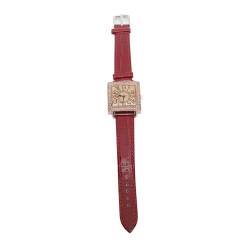 Tissting Retro Damenuhr Quadratische Stilvolle Damen Uhren Vintage Armbanduhr mit Lederband, Mechanische Uhr für Jeden Anlass(Rot) von Tissting