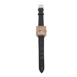 Tissting Retro Damenuhr Quadratische Stilvolle Damen Uhren Vintage Armbanduhr mit Lederband, Mechanische Uhr für Jeden Anlass(Schwarz) von Tissting
