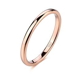 Titaniumcentral 2mm Silber Herren Damen Wolfram Ring Wolframcarbid Ringe Hochzeit Ehering Verlobungsringe Polierte (2mm-Rose Gold, 55 (17.5)) von Titaniumcentral