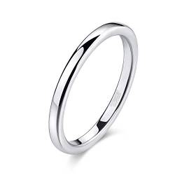 Titaniumcentral 2mm Silber Herren Damen Wolfram Ring Wolframcarbid Ringe Hochzeit Ehering Verlobungsringe Polierte (2mm-Silber, 52 (16.6)) von Titaniumcentral