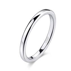Titaniumcentral 2mm Silber Herren Damen Wolfram Ring Wolframcarbid Ringe Hochzeit Ehering Verlobungsringe Polierte von Titaniumcentral