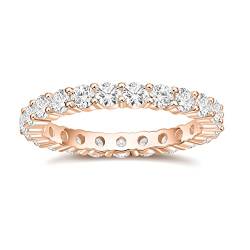 Titaniumcentral 3mm Damen Eternity Ring Silber 925 Zirkonia Volle Ewigkeitsringe Vorsteckring Schmal Verlobungsringe Eheringe Trauringe Memoire Ringe (Rosegold, 47 (15.0)) von Titaniumcentral