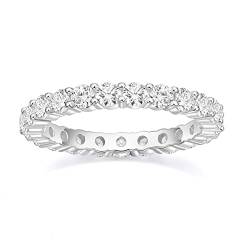 Titaniumcentral 3mm Damen Eternity Ring Silber 925 Zirkonia Volle Ewigkeitsringe Vorsteckring Schmal Verlobungsringe Eheringe Trauringe Memoire Ringe (Silber, 56 (17.8)) von Titaniumcentral