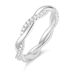 Titaniumcentral Damen Eternity Ring Zirkonia Schmal Vorsteckring Rosegold Gold Silber Verdreht Verlobungsringe Eheringe (Silber,51 (16.2)) von Titaniumcentral