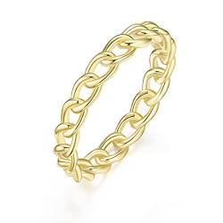 Titaniumcentral Damen Ring Silber 925 14K Vergoldet 3.8mm Schmal Vorsteckring Schlicht Ketten Bandring Verlobungsring (Gelbgold,47 (15.0)) von Titaniumcentral